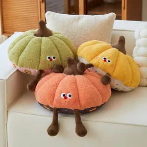 Lindo cojín de peluche de calabaza, muñeca de peluche suave para decoración de sofá y regalo.