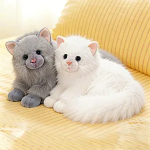 Cute simulation kitten plush toy, soft stuffed cat doll and lovely companion gift for girls.