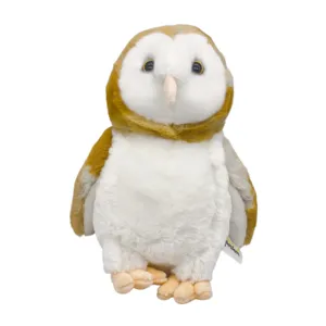 Cute simulation barn owl plush toy soft stuffed animal doll for kids comforting gift.