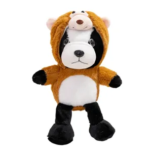 Süßes Welpen-Plüschtier mit Kapuze, weiche Kuscheltier Puppe für Kinder und Babys zum Spielen.