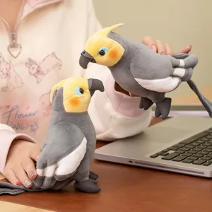 Dibujos Animados Gris Loro Cockatiel Juguete de Peluche Suave Animal de Peluche Muñeca para Niños Compañero de Sueño Regalo