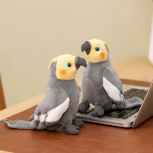 Bonito peluche de cacatúa gris muñeco de loro de peluche para niños compañero de sueño.