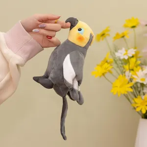 Adorable peluche de cacatúa ninfa gris suave juguete de ave para un regalo infantil