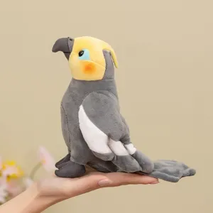 Lindo peluche de cacatúa gris, suave muñeco de loro para dormir y acompañar a los niños.