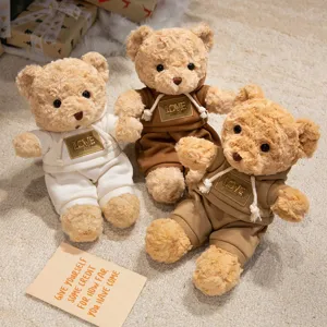 Cute Teddy Bear Plush Toy With Hoodie Soft Stuffed Animal Doll For Kids Room Decor Birthday Gift Children Comfort Bear