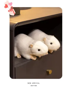 Cute simulation white mouse plush toy, soft stuffed animal doll for kids, soothing companion.