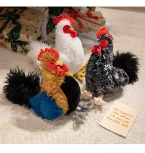 Cartoon simulation rooster plush toy, cute stuffed animal doll for kids birthday gift.