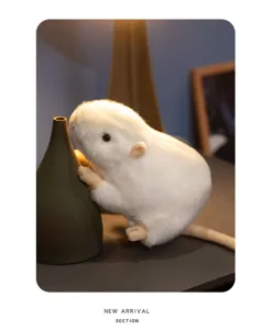 Cute simulated white mouse plush toy soft doll for kids babies cozy companion comforting toy.
