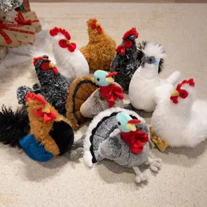 Realistic Rooster Hen Plush Toy Cartoon Turkey Stuffed Animal Doll For Kids Comfort Soft Chicken Doll Birthday Gift