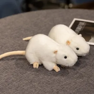 Cute Realistic White Mouse Plush Toy Stuffed Animal Mouse Doll Comforting Accompaniment Doll For Kids Nursery Home Decor
