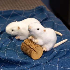 Cute simulation white mouse plush toy doll, soft stuffed animal for kids and baby comforting.
