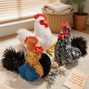 Cartoon simulation rooster plush toy stuffed animal cute chicken doll gift set of three