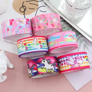 Nastro Grosgrain Stampato Unicorno 22mm per DIY Fiocchi Fatti a Mano Confezione Regalo