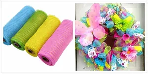 4 Rollen 26cm Deko Netzband Bunt DIY Bastelnetz für Party Kranz Geschenkverpackung Dekoration