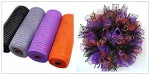 4 Rollen 26cm Deko Poly Netzband Set für DIY Handwerk Halloween Kranz Geschenkverpackung