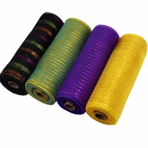 4 Rollen 26cm Dekonetz Metallic Streifen Schleifenband fur Geschenkverpackung DIY Kränze