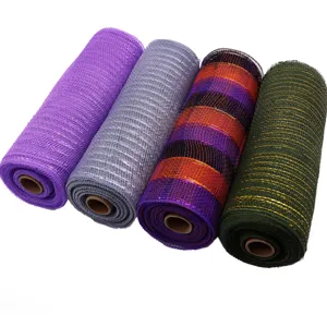 4 Rollen 26cm Deko Poly Mesh Band Metallic Folie Basteln DIY Geschenkverpackung