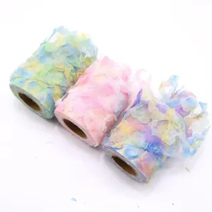 Ruban en Maille de Tulle Rose Dégradé Arc-en-ciel Polyester Organza Gaze Voile Pour Bricolage Nœud Cheveux Emballage Cadeau Mariage Décor