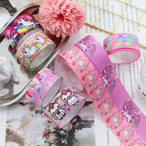 Nastro grosgrain stampato unicorno 22mm per fiocchi fai da te e confezioni regalo