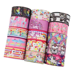 Nastro grosgrain stampato con unicorno per fiocchi fatti a mano fai-da-te e confezioni regalo.