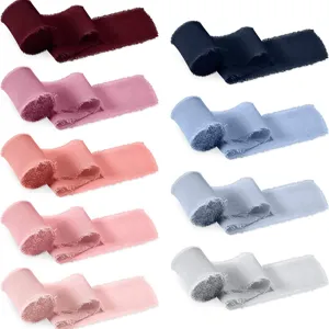 Chiffon Bänder mit ausgefransten Kanten in vielen Farben, perfekt für Hochzeitsdeko und Blumen.