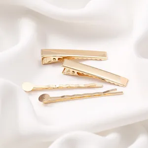 Alloy Rhinestone Artificial Pearl Hair Clips Elegant Bobby Pins Gold Plated Duckbill DIY Hair Accessories For Women