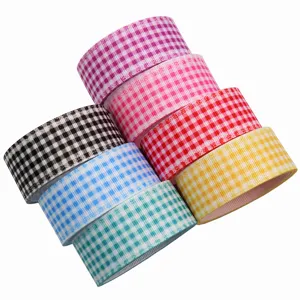 Nastro grosgrain a quadri colorati da 25mm per fai da te, lanyard e portachiavi.