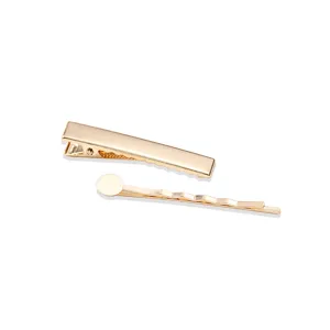 Gold hair clip set DIY alloy hairpin duckbill clip hair styling accessories detail view