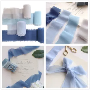 Handgerissene Chiffon Fransenbänder für Hochzeitsdekoration, Blumenverpackung und Geschenkstyling.