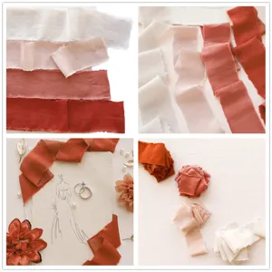 Handgemachte fransige Chiffonband Details für Hochzeitsstrauß und schöne Blumenverpackung.