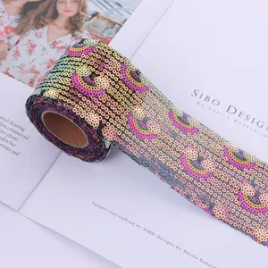 Colorful sequin mesh ribbon for DIY handmade wedding holiday party garment accessories.