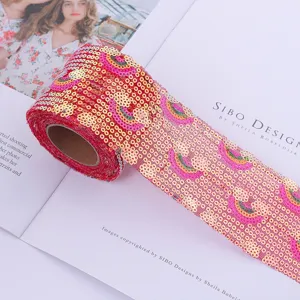 Rainbow mesh sequin embroidery ribbon trim DIY handmade wedding festival party accessories
