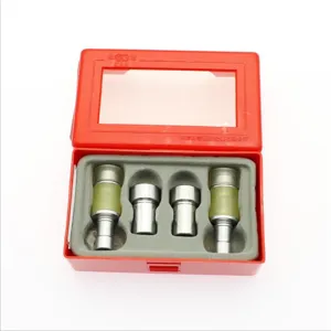 Resin snap fastener mold set industrial metal installation tool in red storage case detail view
