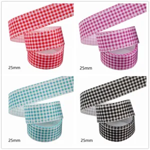 25mm nastro grosgrain a quadretti colorati fai da te confezione regalo cucito sartoria