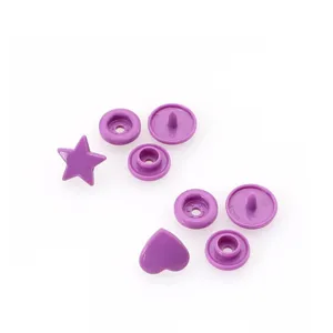 Boutons pression en résine violette en forme d'étoile de cœur pour vêtements enfants bricolage