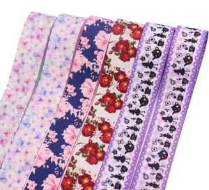 10 yards 38mm grosgrain ribbon floral and fairy tale printed DIY craft hair bows sewing trim