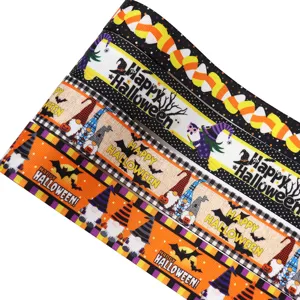 Halloween Grosgrain Ribbon Cartoon Pumpkin Gnome Bat Printed Satin Ribbon For Festival Gift Wrapping Party Decor Crafts DIY Craft