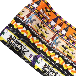 Halloween grosgrain ribbon 38mm cartoon gnome bat candy corn DIY party craft decor