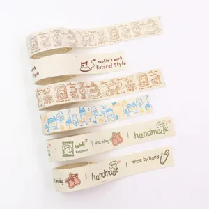 Artistic Literary Cotton Ribbon Printed French Retro Handmade Letter Linen Ribbon For Hair Bow Gift Wrapping DIY Craft Decor