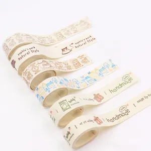 Cotton linen printed ribbon DIY craft handmade tape decorative ribbon for gift wrapping sewing