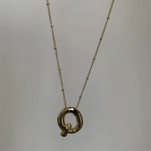Gouden 3D Letter Q Hanger Ketting Delicate Kralenketting Initieel Sieraden Dames