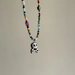 Kleurrijke kralen Halloween schedel ketting handgemaakte hanger mode sieraden voor vrouwen