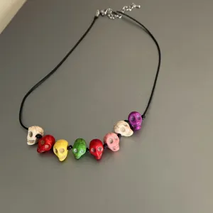 Multicolor schedel kralen ketting halloween gothische stijl zwarte koord sieraden voor vrouwen