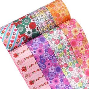 Kleurrijke bedrukte grosgrain lintjes 38mm bloemen DIY ambacht cadeauverpakking leuk.