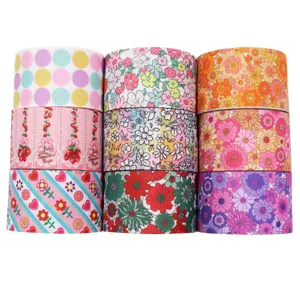 38mm bedrukte grosgrain lint rollen voor doe-het-zelf ambachten en cadeauverpakking.