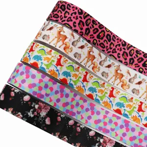 Cinta de Grosgrain de Poliéster Estampado Leopardo Rosa Ciervo Dinosaurio Lunares para Manualidades DIY Accesorios para el Cabello Regalo