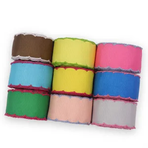 Colorful Grosgrain Ribbon With Scalloped Edge For DIY Bow Accessories Handmade Craft Materials Ribbed Ribbon Garment Trim