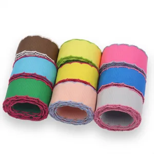 Colorful scalloped lace edge ribbon trim DIY handmade sewing craft fabric accessory detail