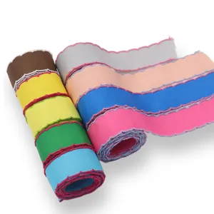Colorful ribbed ribbon lace trim DIY bow handmade craft material sewing accessory