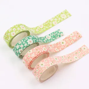 Floral cotton linen ribbon for DIY hair bows, crafts, and decorative sewing projects.